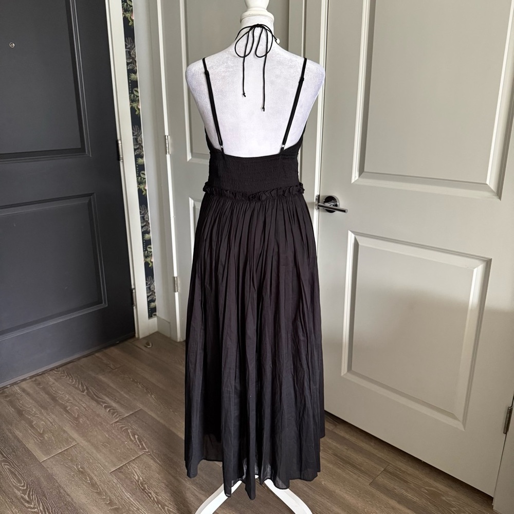 NWT Maje 100% Cotton Black Strappy A-line Maxi Sundress Size 38 - Picture 4 of 8